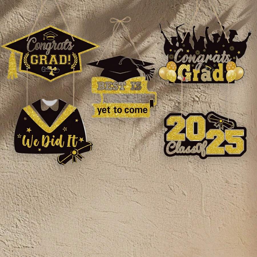 Graduation Front Door Sign 3 Pieces Hanging Paper Sign For Wall Porch Farmhouse Holiday Decoration