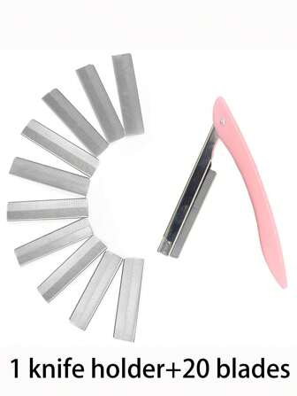 20片可替换不锈钢眉毛修剪刀片和1个支架眉刀，多功能去角质刮肤工具，适用于面部、脸部和眉形修饰，男女通用，易于使用，化妆，价格实惠，房间装饰，梳妆台，旅行，卧室，化妆配件，眉刀，价格实惠，圣诞礼物，化妆品，化妆工具，便宜货，礼物，女士礼物，圣诞礼物