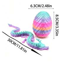 3D Printed Dragon, Realistic Dragon Egg, Fully Movable Crystal Dragon With Dragon Egg, Fidget Toy, Home Office Desk Toy
