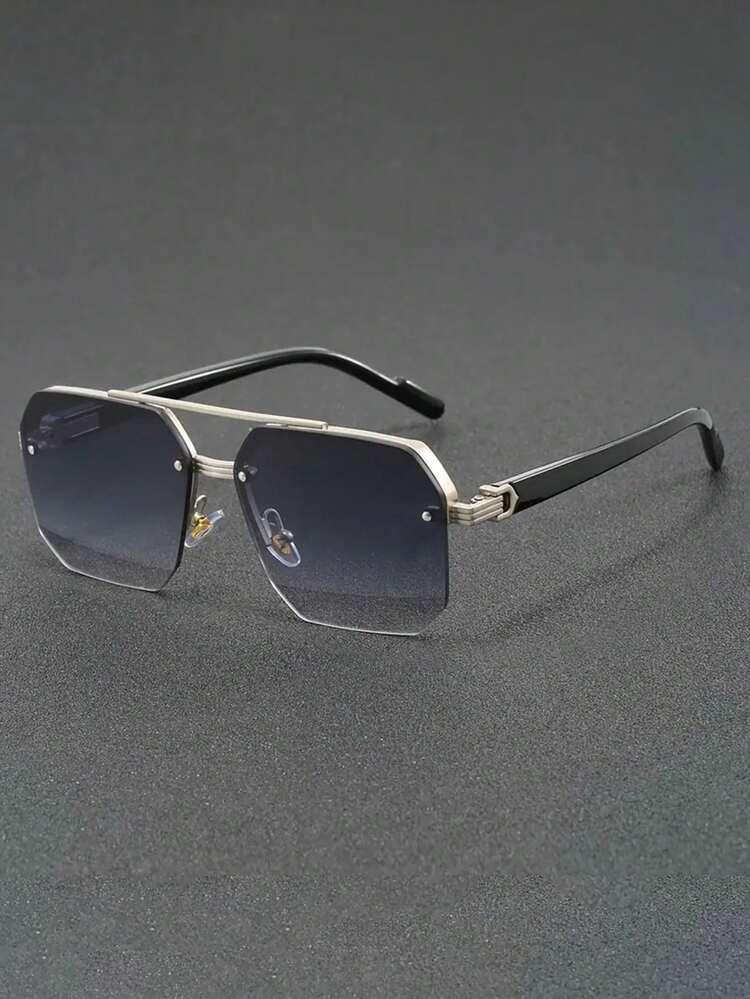 1 pieza Gafas de piloto con barra transversal de moda para hombre, nuevo marco semi-aro con estilo para conducción y equitación - Multicolor - Añade 11