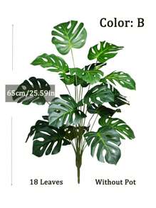 65cm Large Artificial Plants Fake Monstera Tree Plastic Palm Leaves Green Turtle Leafs Floor Tree Branch Without Pot 18 Leaves Tropical Banana Tree For Home Garden Kitchen Party Decor