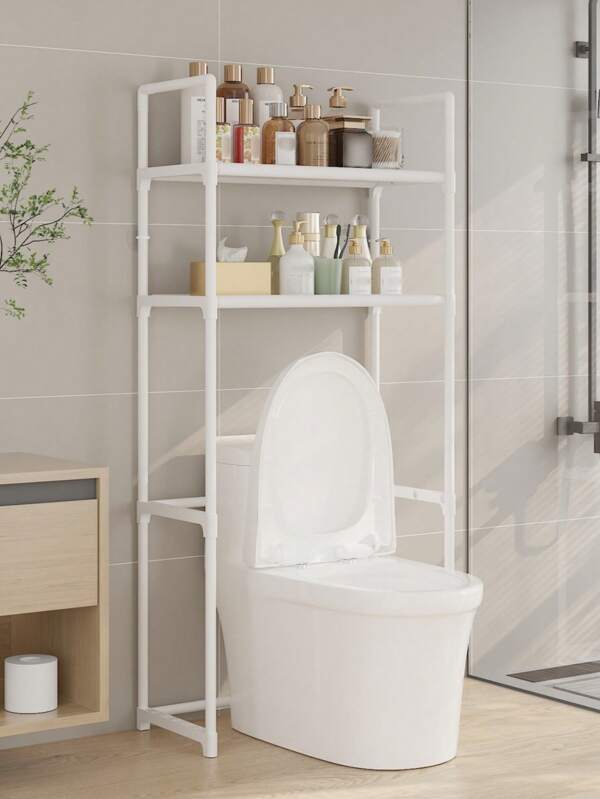 1pc Bathroom Floor Standing Storage Rack, Multi-Tier Organizer Shelf, No-Drilling, Free-Standing Installation Back To School