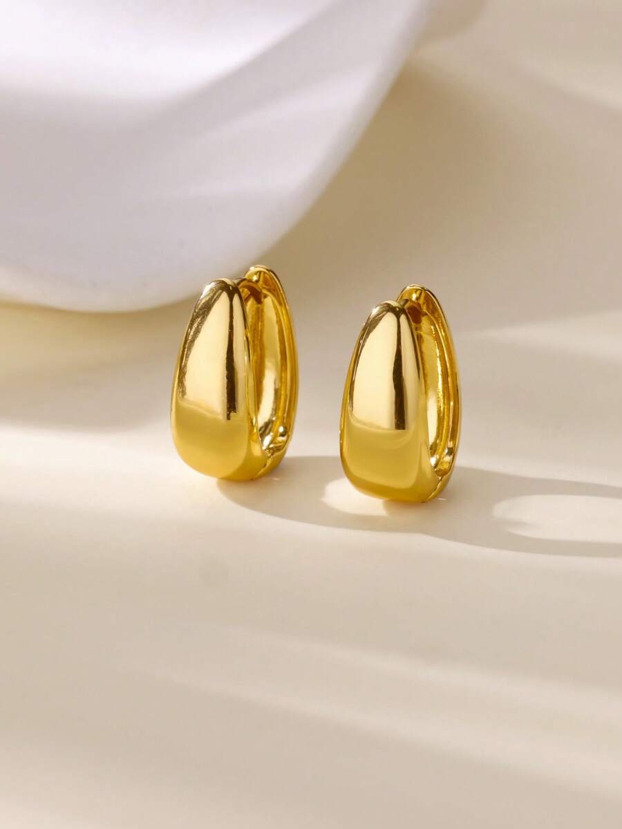 Minimalist Stainless Steel Wide Geometric Hoop Earrings, 18K Gold Plated Waterproof Circular Earrings, Golden Beach Resort Jewelry Wedding Accessories, Gift For Mom/Best Friend