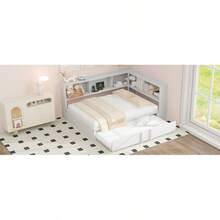 Metal Full Size Daybed With Trundle, Storage Cabinets And USB Ports, White-7294 - Multicolor - View 8