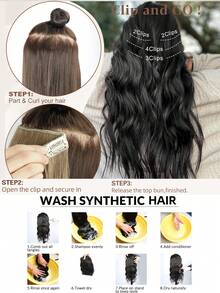 Tóc nối kẹp, tóc nối dài 20 inch bằng sợi tổng hợp gợn sóng dành cho nữ - 4 sợi tóc giả bằng sợi tổng hợp dày mềm mại dùng cho tiệc tùng hàng ngày Halloween, Ngày lễ tình nhân, Giáng sinh - Nhiều màu - Xem 9