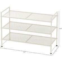 Simple Houseware 3-Tier Stackable Shoes Rack Storage Shelf, Bronze-Cll - White - View 2