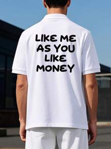 Customized Personalized Men's White Polo Shirts. You Can Add Text On Both The Front And Back. Customize Creative Text And Give It As A Gift To Friends. Custom T-Shirt.