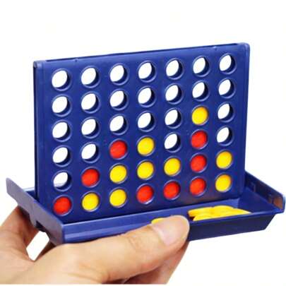 1pc 2-In-1 Four-In-A-Row & Tic Tac Toe 3D Stacking Game, Portable Foldable Board Game Toy, Compact Travel Pocket Size Game Set, Christmas Party & Camping Outdoor Game Toy