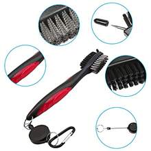 Herramienta afiladora de ranuras de palos de golf, cepillo de golf y limpiador de ranuras con mosquetón retráctil de cremallera de aluminio, afilador de ranuras de golf para cuñas e hierros, ranuras en U y V, accesorios de golf para hombres