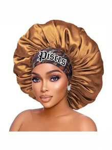1 pezzo Cuffia in satin con stampa personalizzata delle 12 costellazioni, ampia fascia elastica, cappello da notte, cuffia per doccia, accessori per capelli e prodotti per parrucchiere, salone di bellezza, articoli da viaggio essenziali
