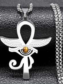 Egyptian Ankh Cross Eye Of Horus Necklace Men Women Stainless Steel Hip Hop Tiger Eyes Key Of Life Necklaces - Necklace - View 11