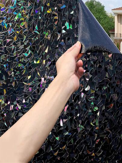 1Roll Total-Blackout-Window-Privacy-Film, Rainbow Room Darkening Black Window Cover, Static Cling 100% Light Blocking