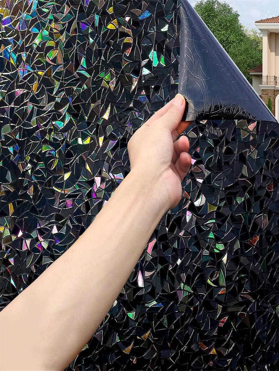 1Roll Total-Blackout-Window-Privacy-Film, Rainbow Room Darkening Black Window Cover, Static Cling 100% Light Blocking - Multicolor - View 1