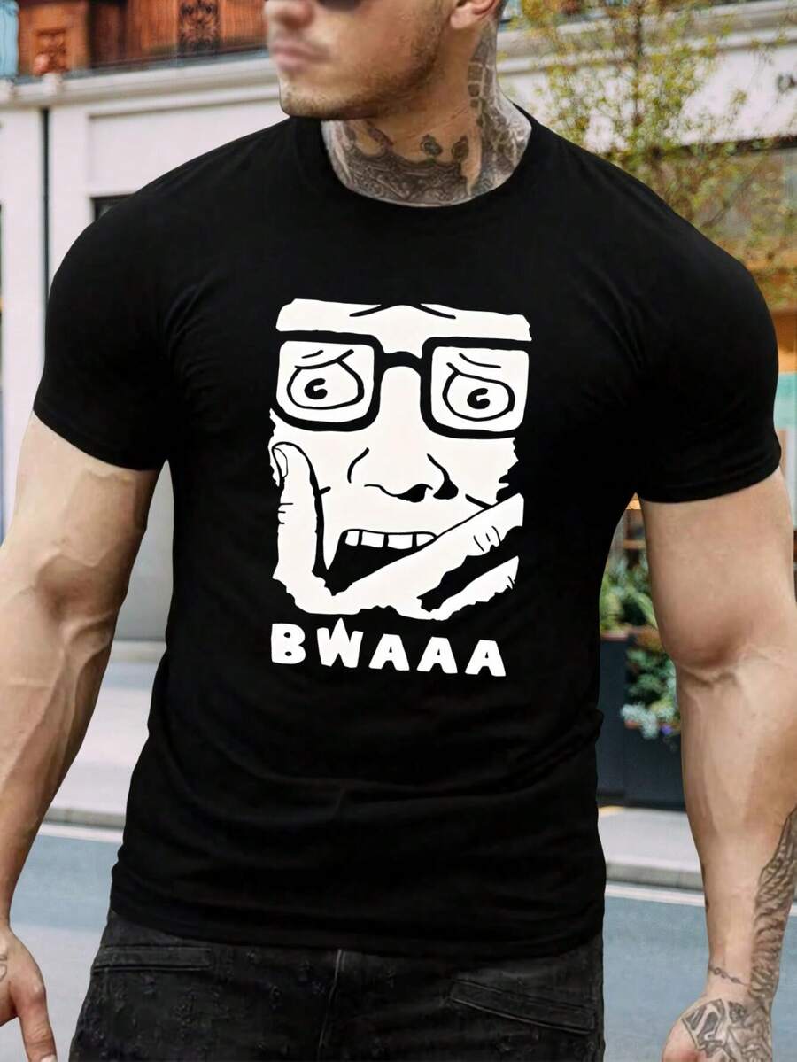 Camiseta gráfica divertida de Hank Hill Bwaaa! - Rey de la colina - Para hombres y mujeres - Camiseta de algodón negra - Ropa informal de dibujos animados - Regalo de camiseta para papá - Negro - Ver 1