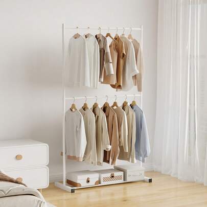 Rejilla de secado de piso simple y de doble capa, perchero moderno movible para interiores y balcones