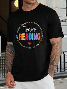 Camiseta de lectura del equipo de positividad y amabilidad - Regalo perfecto para profesores, estudiantes y amantes de los libros - Cómoda camiseta de algodón para la vuelta al cole, grupos de lectura y maridos - Negro - Ver 1