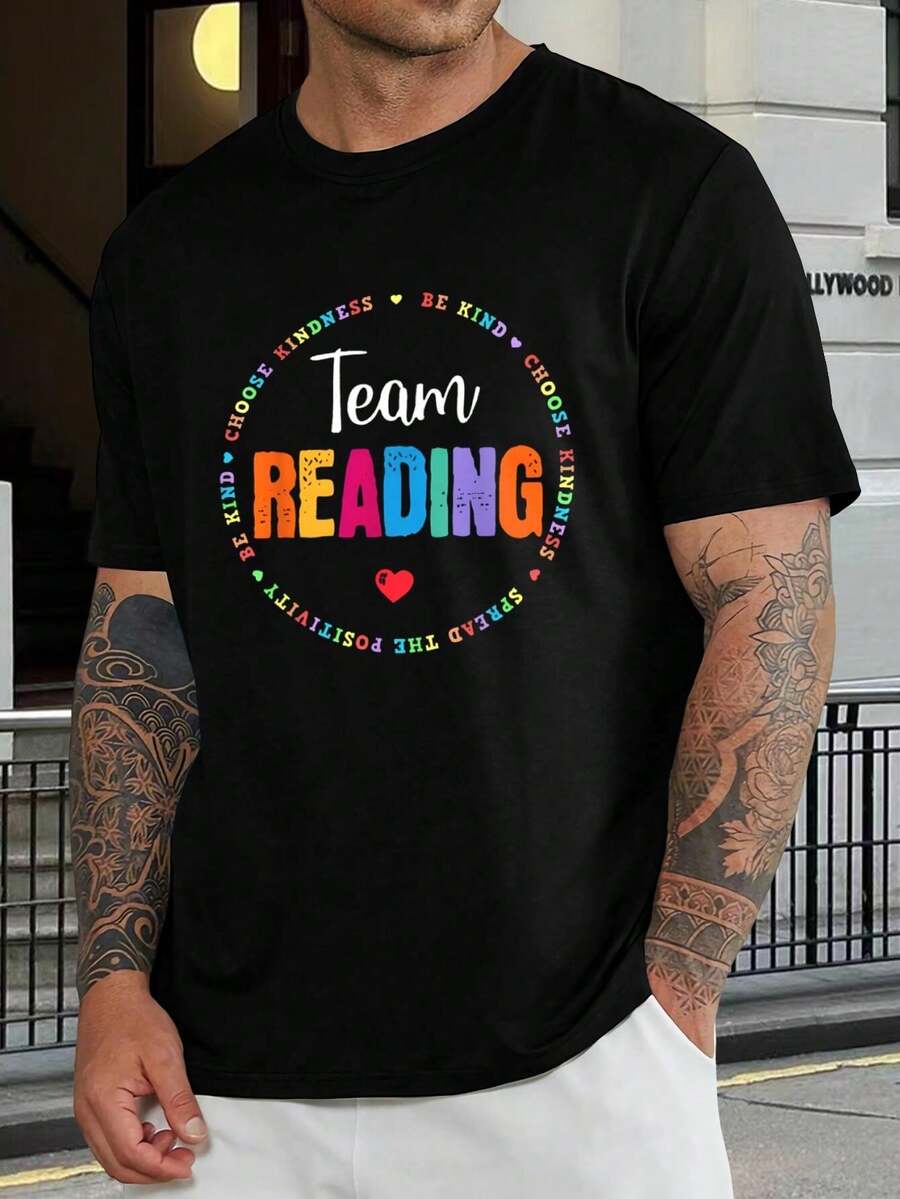 Camiseta de lectura del equipo de positividad y amabilidad - Regalo perfecto para profesores, estudiantes y amantes de los libros - Cómoda camiseta de algodón para la vuelta al cole, grupos de lectura y maridos - Negro - Ver 1