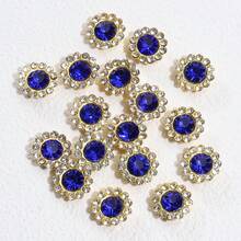 50pcs Circular Sunflower Hand-Sewn Crystal Flower Disc Crystal Button Bow DIY Hair Accessories Colorful Double-Layer Flower Crystal Clothing Decorative Beads - PJ1899 - View 15