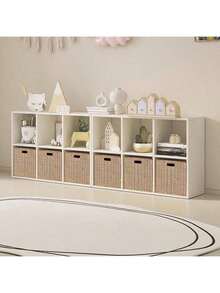 Foldable Storage Baskets With Handles Paper Rope Storage Baskets Rectangle Collapsible Hand Woven Storage Cubes Bins For Organizing Shelves Living Room Bedroom Pantry (4, 11'' X 11'' X 11'') - Natural - View 6