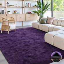 Soft Modern Indoor Large Rug, Comes With 4 Rug Stickers, Multiple Sizes Available, Bedroom, Living Room, Dorm, Kids Room, Home Decor, Non-Slip Plush Rug, Room Decor, Cozy Nursery Rug, Purple - Màu tím - Xem 5