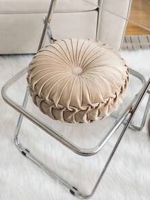 1pc Round Pleated Pumpkin Throw Pillows,Classy Accent Pumpkin Cushion With Center Button,Soft Velvet Pillow For Sofa,Living Room,Luxury Room Decor With Center Button,For Home Decoration,Sofa,Couch,And Chair Bed Decoration - Multicolor - View 12