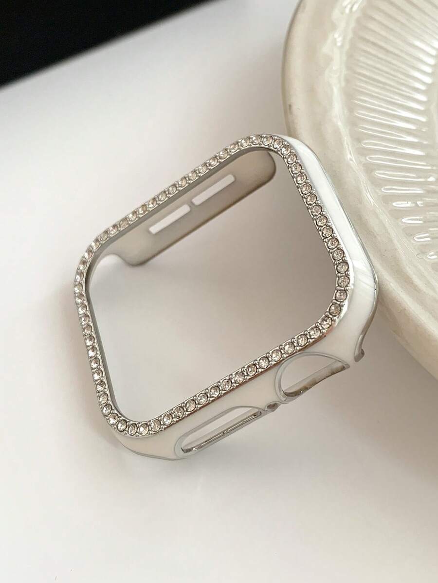 1pc Shiny Rhinestone Decor Hollow Watch Case, With Scratch-Resistant Laser Engraved Frame, Fit For Apple Watch 40/41/42/44/45/46/49mm, Suitable For Apple Watch Series Ultra/SE/11/10/9/8/7/6/5/4, Smart Watch Case Accessory