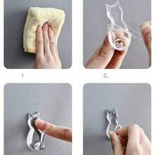 4 Peças Ganchos de toalha com adesivo forte em formato de gato para banheiro, quarto, sala de estar e dormitório - essencial perfeito para organizar toalhas e roupas em casa, ganchos adesivos em formato de cauda de gato cartoon, montados na parede sem perfuração, à prova d´água