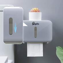 Tempat Tisu Toilet, Organizer Penyimpanan Kamar Mandi, Hemat Ruang, Penutup Kotak Tisu, Desain Elegan, Mudah Diakses, Menjaga Kamar Mandi Tetap Rapi, Aksesori Kamar Mandi Modis, Pemasangan Mudah - Light Grey - View 3