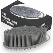 Avilana Silicone Body Scrubber – Gentle Shower Brush & Loofah – Silver-Infused Options – Fast-Drying, Hygienic, BPA-Silicone Body Exfoliator Sensitive Skin, Men & Women - S2-gray - 查看 1