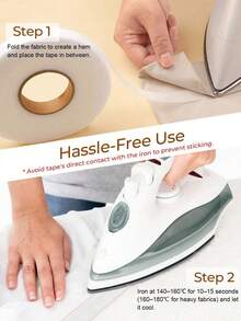 1 Stück doppelseitiges Klebevlies, geeignet für Bekleidungszubehör, Vorhänge, Hosensäume und Basteleien, einfach zu verwenden ohne Nähen (1/1,5/2/3 cm breit) - Weiss - Übersicht 2