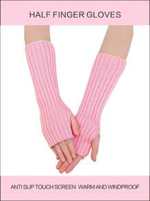 1 Par de guantes de punto de media dedos, cálidos y versátiles para otoño/invierno, aptos para teclado, fiesta, conducir, ciclismo, senderismo, escritura, Navidad, accesorios de Halloween