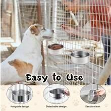 Stainless Steel Cat/Dog Feeders & Waterers, Detachable Hanging Cage Bowls For Teddy Dogs & Small Pets