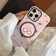 GUCADI 一款极简小众 Ins 电影二合一樱桃蝴蝶结+樱桃磁吸支架全包裹加厚防震手机壳 兼容 16/15/14/13/12/11 甜美清新防水防摔防刮 - 粉 - 查看 7