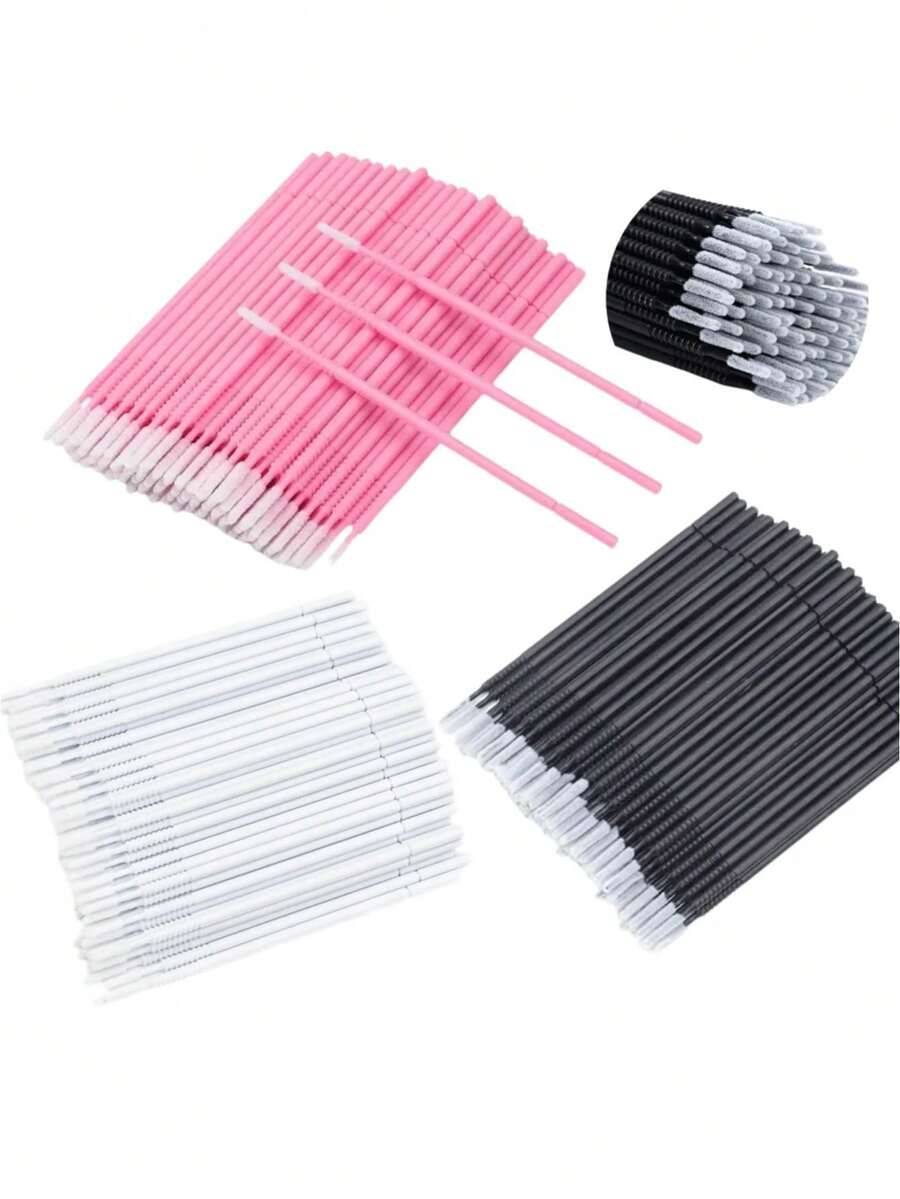 300/100pcs/Pack Eyelash Extension Cleaning Swabs, Eyelash Cleaning Sticks, Disposable Mascara Cleaning Sticks, Nano Makeup Brush Cleaning Swabs, Eyelash Remover, Lip Brush, Cleaning Swabs, Beauty Tools - Multicolor - View 1