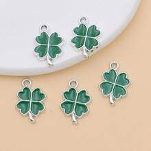 10pcs Gold Color Green Enamel Lucky Clover Flower Charm For Jewelry Making Necklace Earrings Bracelet Accessories DIY - Clover - View 4