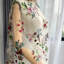 1 Piece Of Soft And Skin-Friendly Mesh Fabric With Colorful Embroidered Floral Lace Embroidery, Designed For DIY Sewing