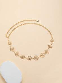 Cuiwrgrs 1 件金色太阳形状身体链腰带，多功能服饰配饰