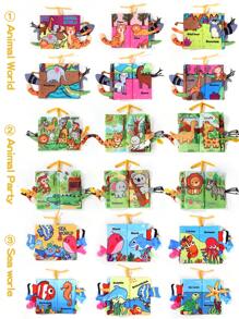 6-Page Unrippable Cloth Book For Infants & Toddlers, Montessori Cognitive Book With Ocean Animals & Dinosaur Cartoon Patterns, Promotes Early Learning & Cognitive Development, Christmas/Thanksgiving Gift, Baby Sensory Book, Infant Cloth Book, Baby's First Cognitive Book