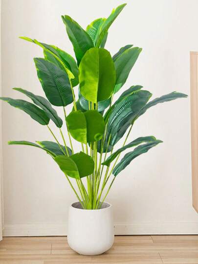 1 pieza de Árbol artificial grande de 52-88cm, planta de plátano tropical falsa, planta de ave del paraíso de plástico con hojas verdes de tortuga para decorar el hogar, jardín, cocina, balcón sin maceta