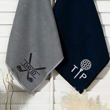 个性化高尔夫毛巾、刺绣高尔夫毛巾、定制字母高尔夫毛巾、送给爸爸的高尔夫礼物、男士周年纪念礼物、伴郎礼物、海滩必需品、开学季浴巾、美容沙龙、酒店运动、家居必需品、毛巾、护肤品 - 彩色 - 查看 8