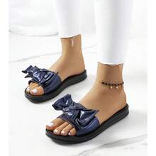 Sandalias azul marino con lazo brillante - Azul Marino - Ver 1