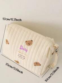 Personalized Large Capacity Custom Embroidery Mommy Bag, Cute Bear Pattern Diaper Bottle Carrier Tote With Stroller Hook For New Moms - Multicolor - View 5