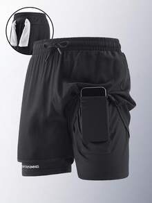 3pcs/Set Boyfriend Style Men's Quick Dry Sports Running Training Fitness Shorts, Summer - Grey - View 4