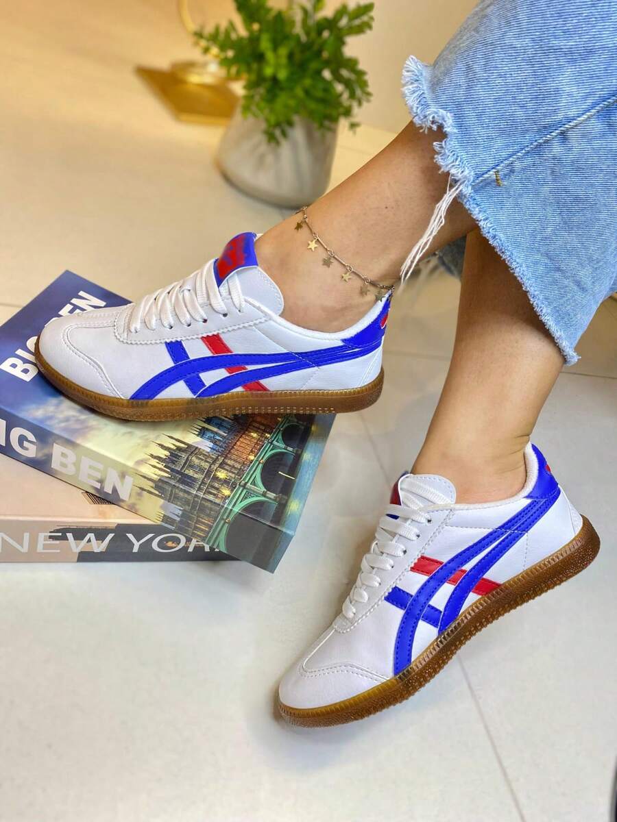 Retro Sporty Sneakers - 皇家藍/紅 - 查看 1