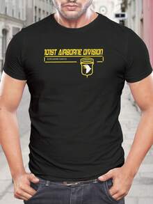 Camiseta Screaming Eagles - Camiseta oficial de manga corta táctica para hombre con licencia oficial - Ropa para veteranos militares - Regalo patriótico estadounidense - Camiseta de algodón negro cómoda para hombre - Negro - Ver 1