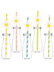 10/20/30/40/100pcs Daisy Paper Straws, Daisy Party Decor, 2pcs Elegant Daisy Straws, Floral Straws, Pink Floral Straws, Suitable For Birthday Party Supplies, Wedding Decoration, Floral Straws, Also Suitable For Wedding, Birthday Party, Graduation, Anniversary, Anniversary Dinner, Halloween, Valentine's Day, Christmas, Thanksgiving Gifts, 1pc - Multicolor - View 6