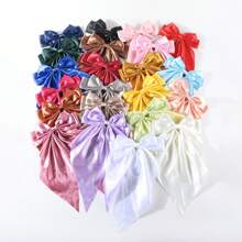 16 Pcs Random Colors Silky Satin Bow Hair Clips For Women Hair Bows Cute Hair Ribbons Oversized Long Tail Hair Barrettes Metal Clips