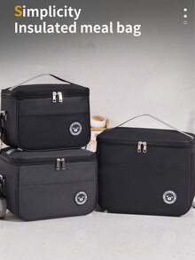 1pc Large Capacity Insulated Lunch Bag, Handheld With Shoulder Strap Thermal Lunch Box Bag, Thick Waterproof Bento Bag, Reusable Aluminum Foil Picnic Cooler Tote, Suitable For Teachers, Students, Office, Picnic, Hiking, Beach - Multicolor - View 4