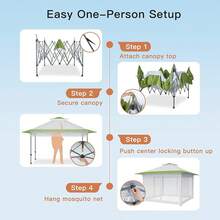 Amada 10x10ft 1-Person Setup Pop Up Canopy Tent - Easy Outdoor Sun Shade For Events, Parties, Camping, Gazebo With Wheel Cover Bag, Beach Tent With 3-Speed Adjustable Height,Blue - White & Green - 查看 7