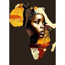 1 件墙面艺术海报（可选框架）复古现代非洲女性肖像海报和印刷品帆布画墙面艺术画，适用于客厅家居装饰，无框架